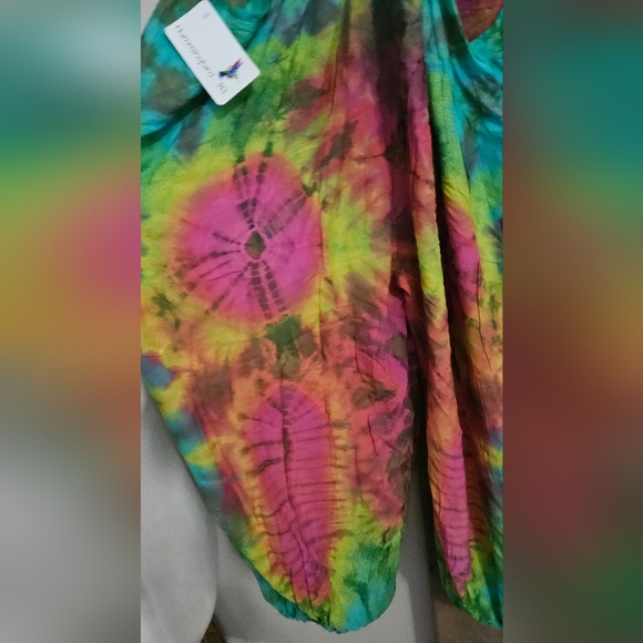Hand Dyed Bohemian Hippie Tie-Dye Harem Jumpsuit. Multi. O/S NWT - Picture 15 of 15